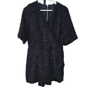 Smash + Tess x Hilary Duff Tinsel Festive Romper, V-Neck, Lined, Black, Size M